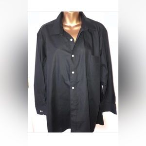 David Taylor Solid Black Long Sleeve Men's Button Front Shirt 17.5 32/33